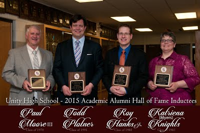 A picture of the 2015 Unity High School hall of fame inductees